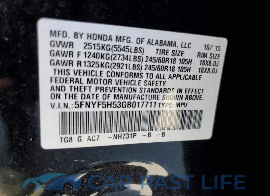 5FNYF5H53GB017711# 13