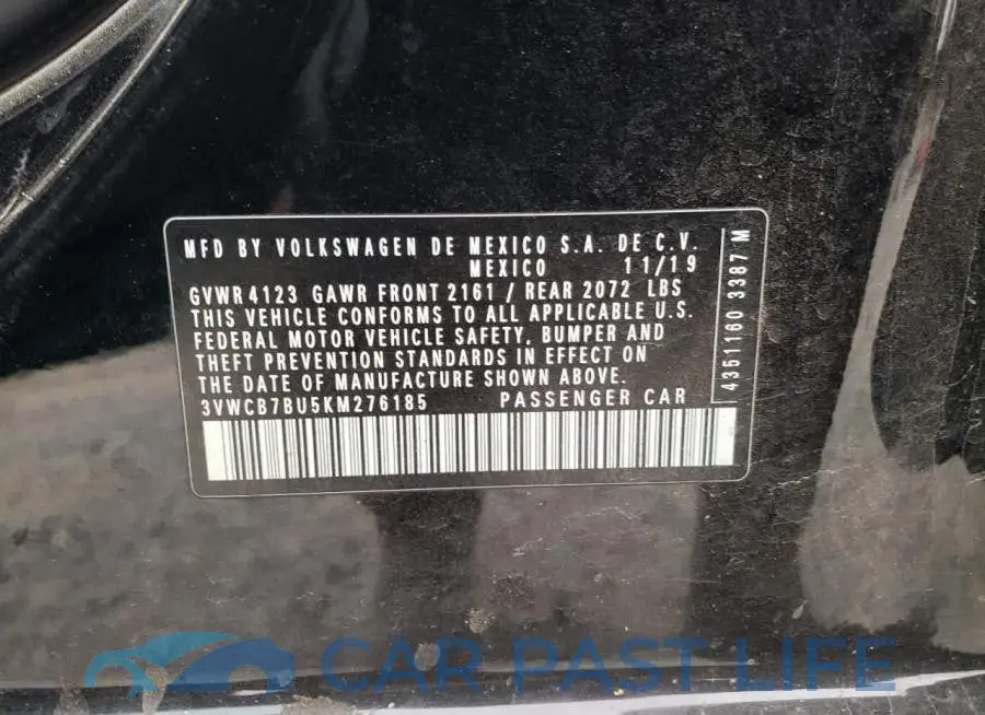 3VWCB7BU5KM276185# 12