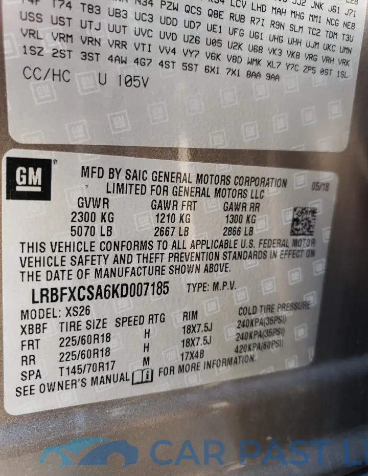 LRBFXCSA6KD007185# 13