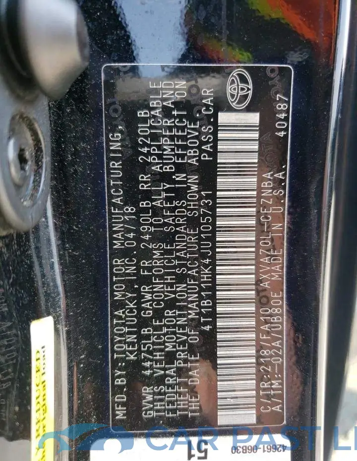 4T1B11HK4JU105731# 12
