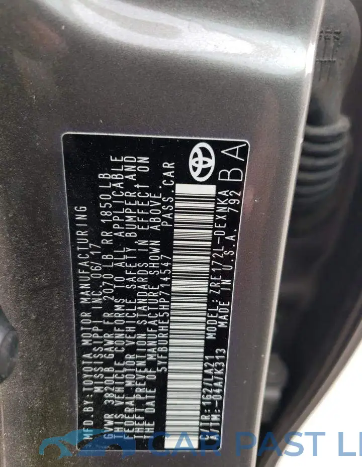 5YFBURHE5HP714547# 12
