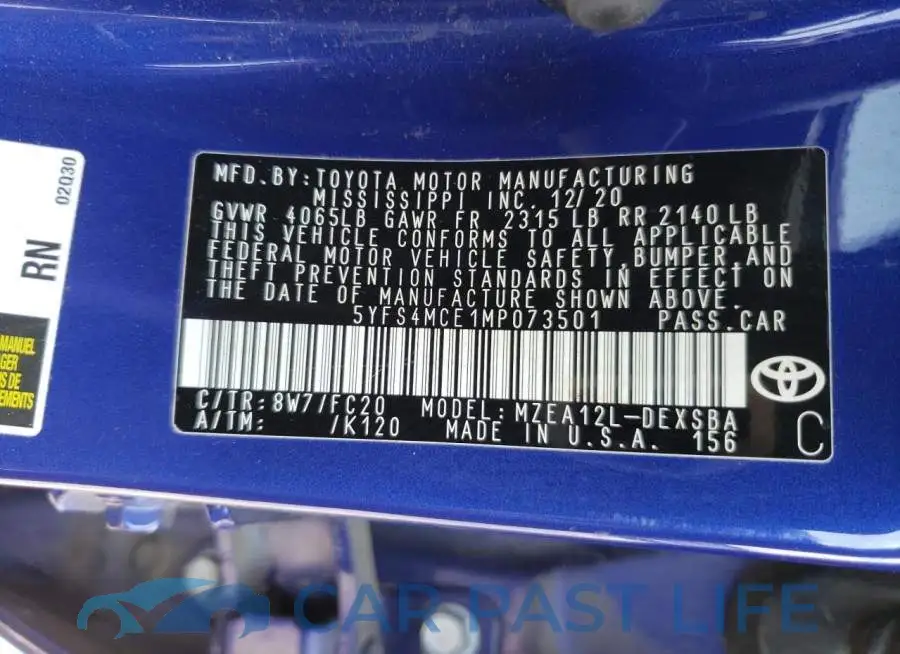 5YFS4MCE1MP073501# 12