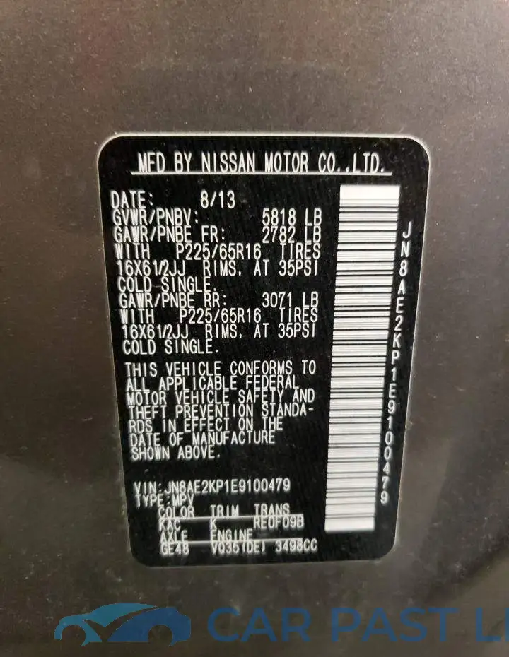 JN8AE2KP1E9100479# 14