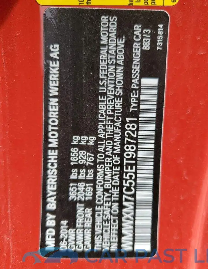 WMWXM7C55ET987281# 12