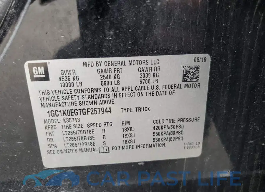 1GC1K0EG7GF257944# 12