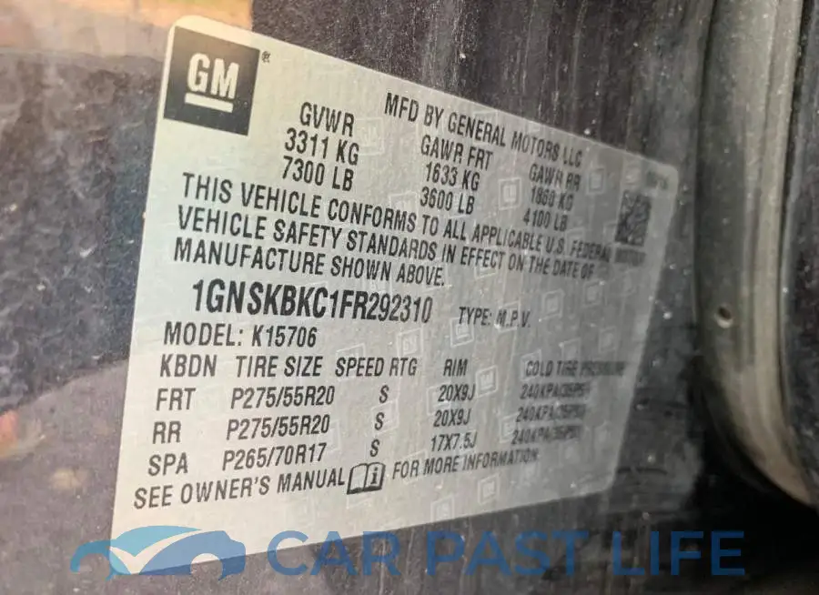 1GNSKBKC1FR292310# 10