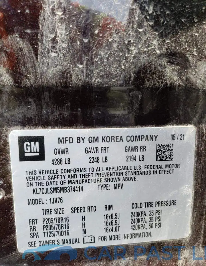 KL7CJLSM5MB374414# 12