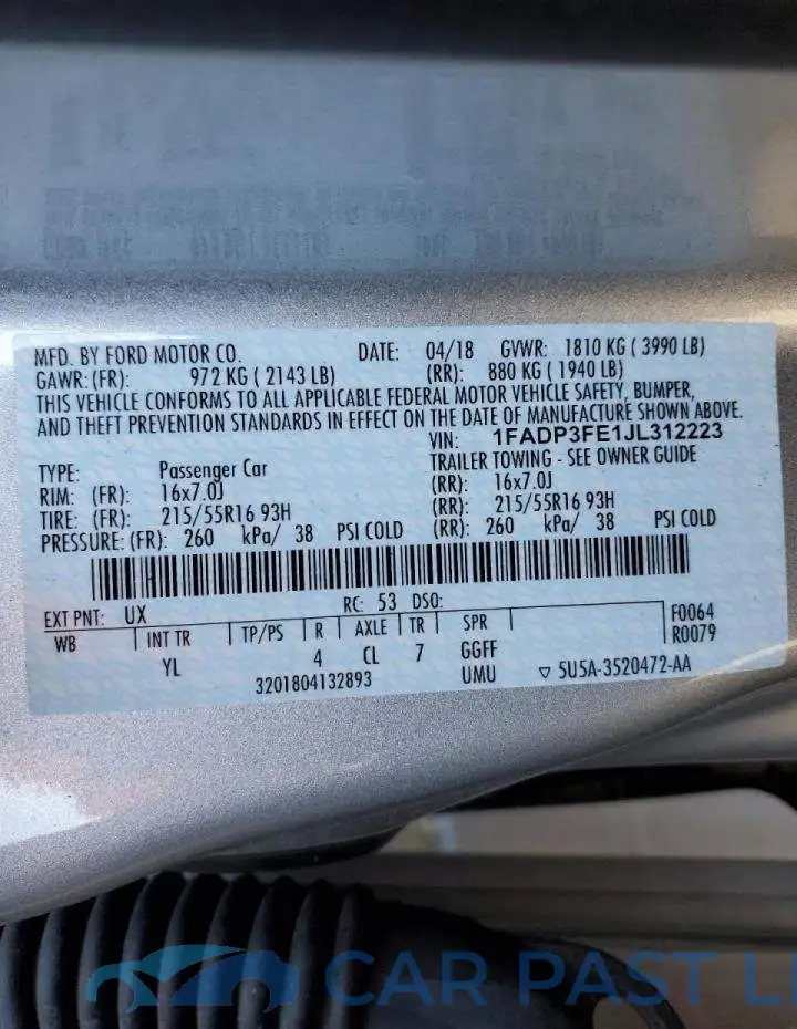 1FADP3FE1JL312223# 13