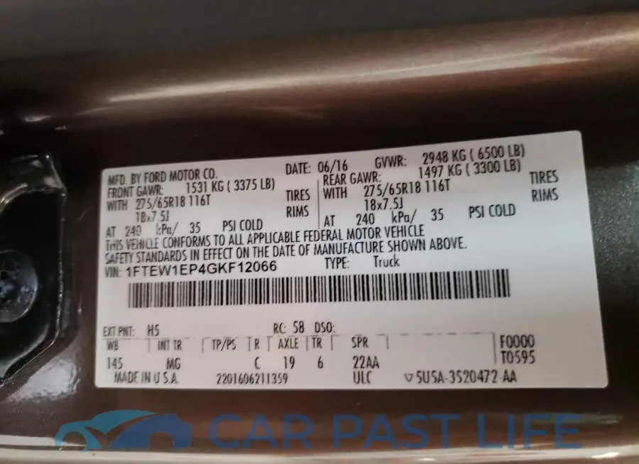 1FTEW1EP4GKF12066# 12