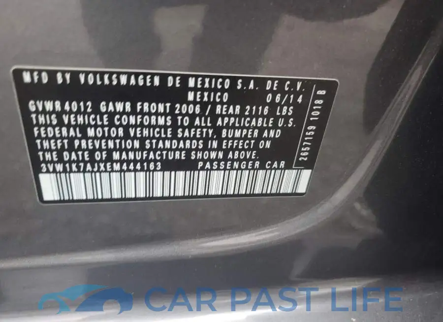 3VW1K7AJXEM444163# 12