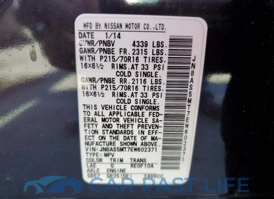 JN8AS5MT7EW602371# 13