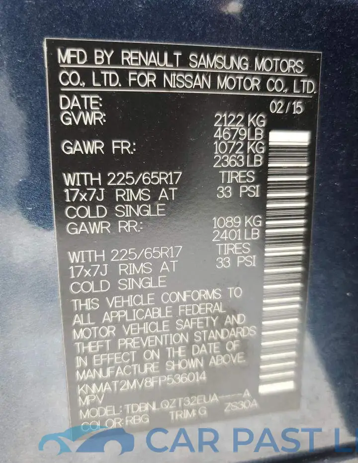 KNMAT2MV8FP536014# 13