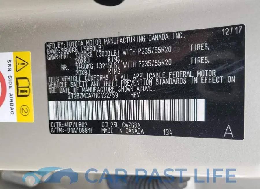 2T2BZMCA7HC132759# 13