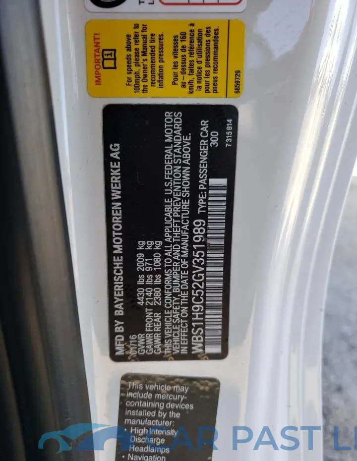WBS1H9C52GV351989# 12