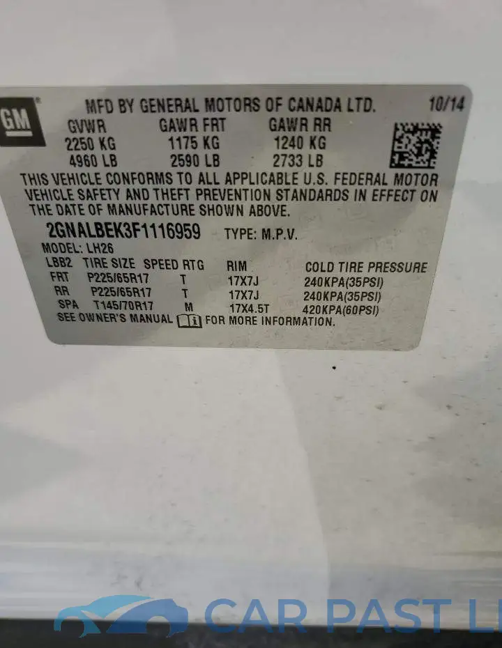 2GNALBEK3F1116959# 13