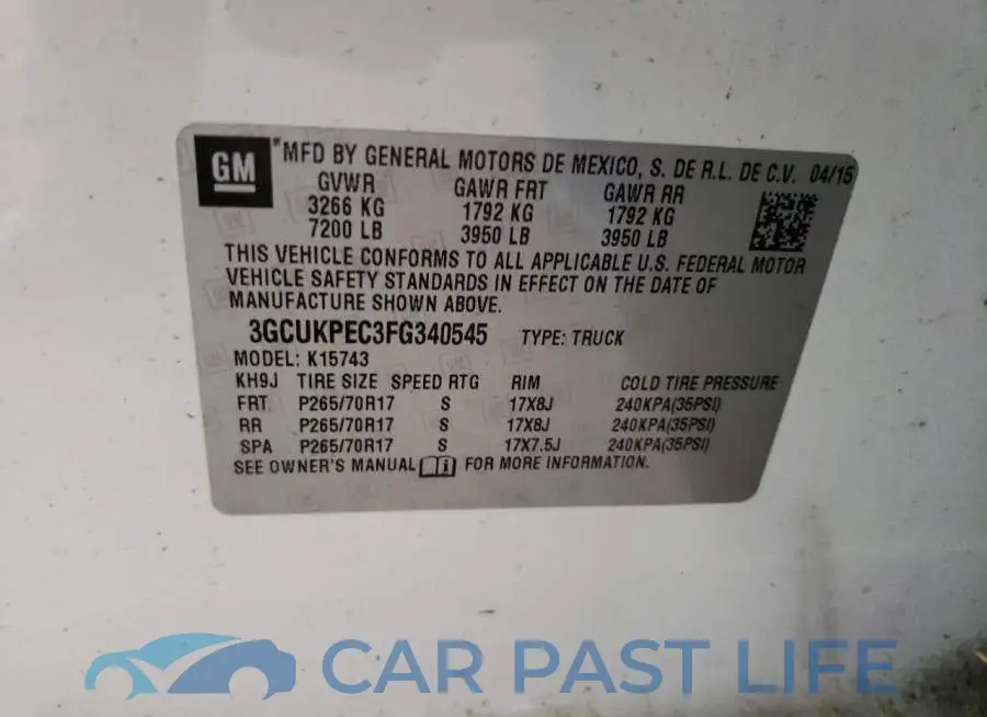 3GCUKPEC3FG340545# 12