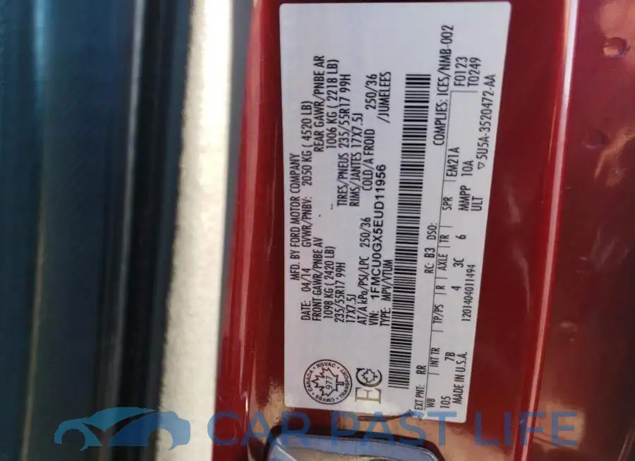 1FMCU0GX5EUD11956# 12
