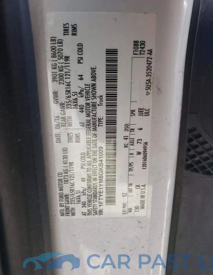 1FTYE1YM8GKB41009# 13