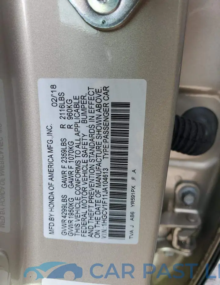 1HGCV1F11JA104613# 12