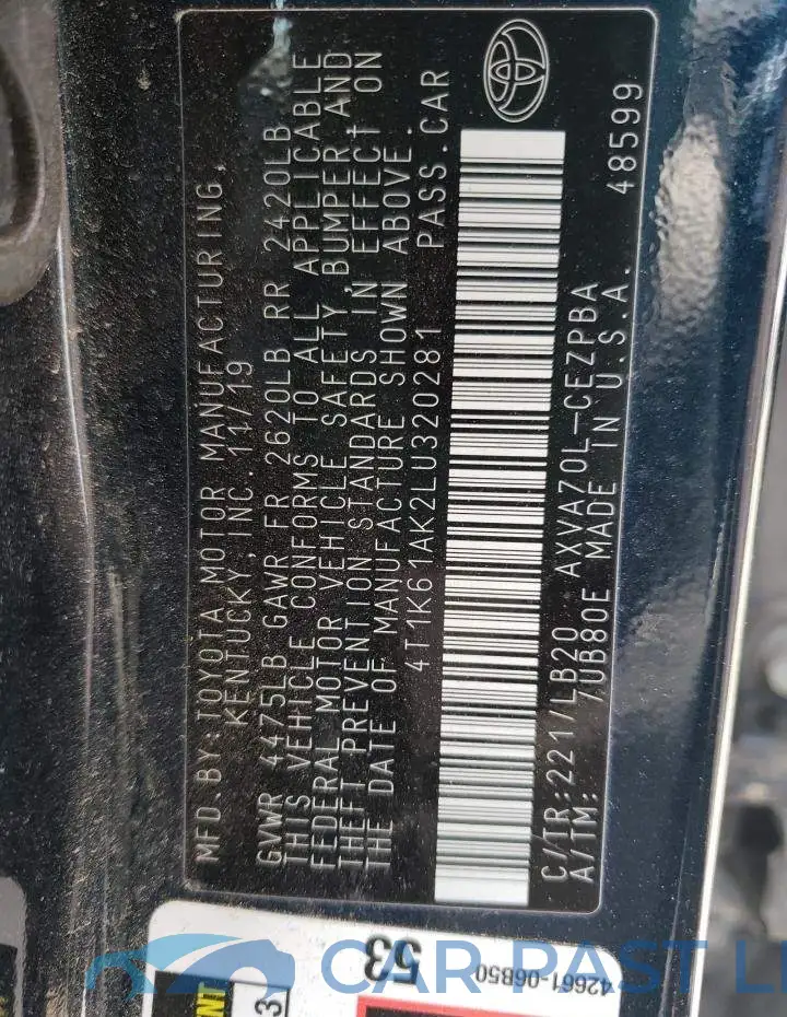 4T1K61AK2LU320281# 12