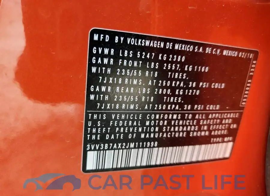3VV3B7AX2JM111998# 12