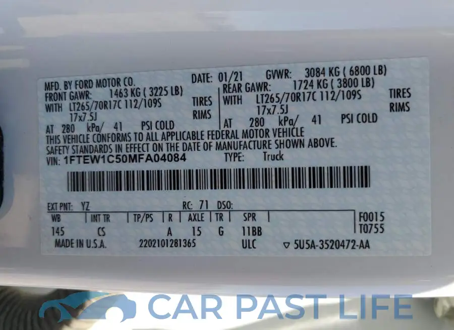 1FTEW1C50MFA04084# 12