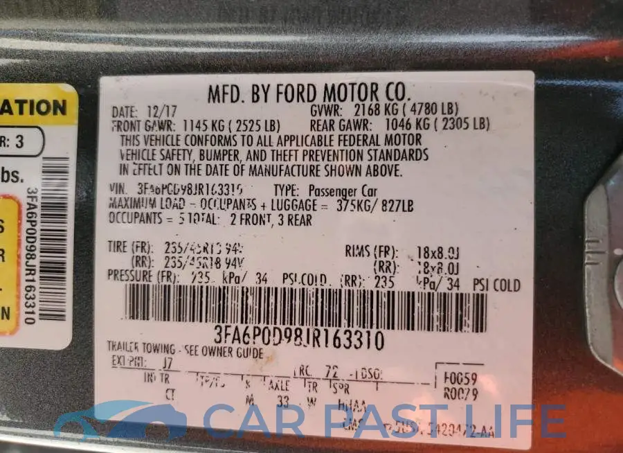 3FA6P0D98JR163310# 12