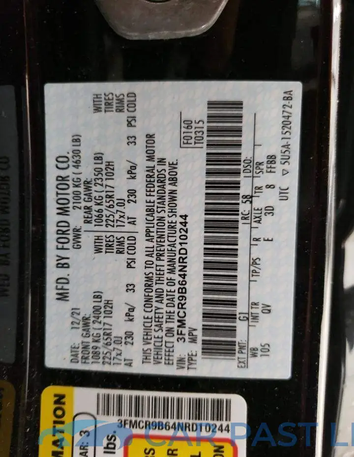 3FMCR9B64NRD10244# 12