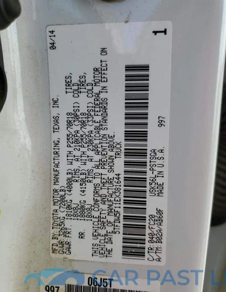 5TFDW5F11EX381644# 12