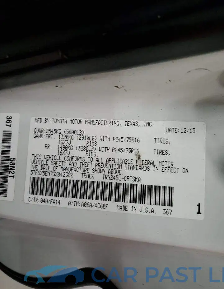 5TFSX5EN7GX042382# 12