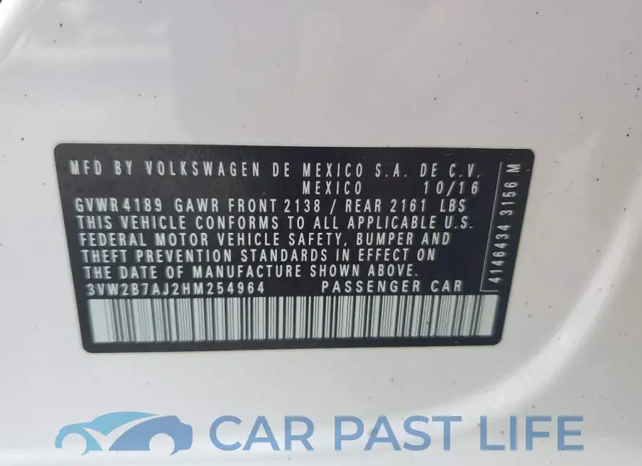 3VW2B7AJ2HM254964# 12
