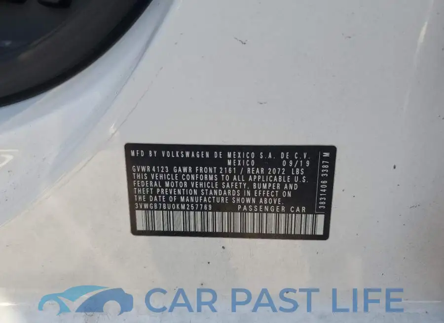 3VWGB7BU0KM257769# 12