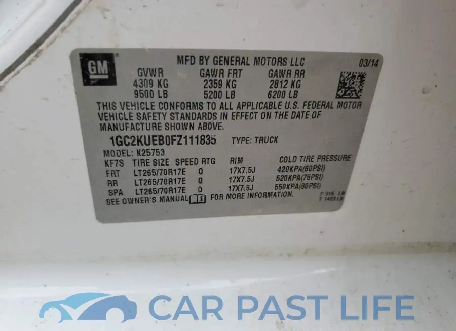 1GC2KUEB0FZ111835# 12