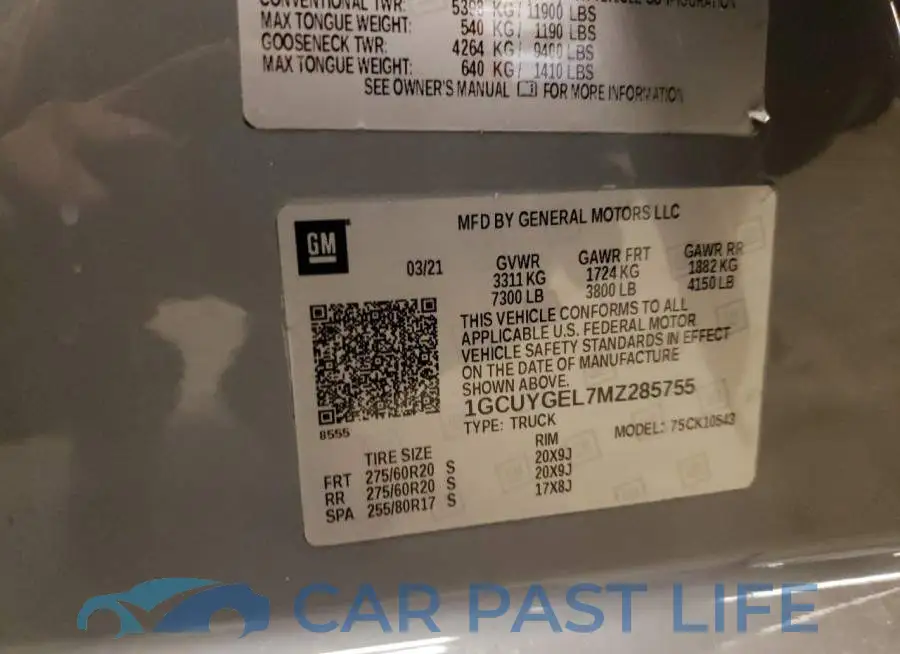 1GCUYGEL7MZ285755# 12