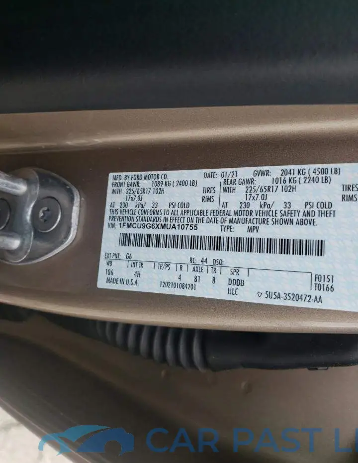 1FMCU9G6XMUA10755# 13