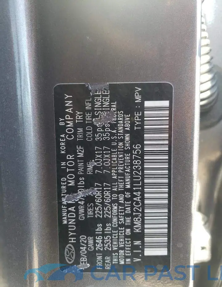 KM8J2CA41LU238756# 12