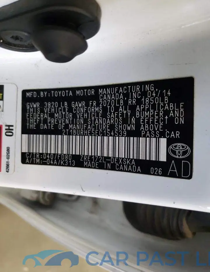 2T1BURHE5EC154539# 12