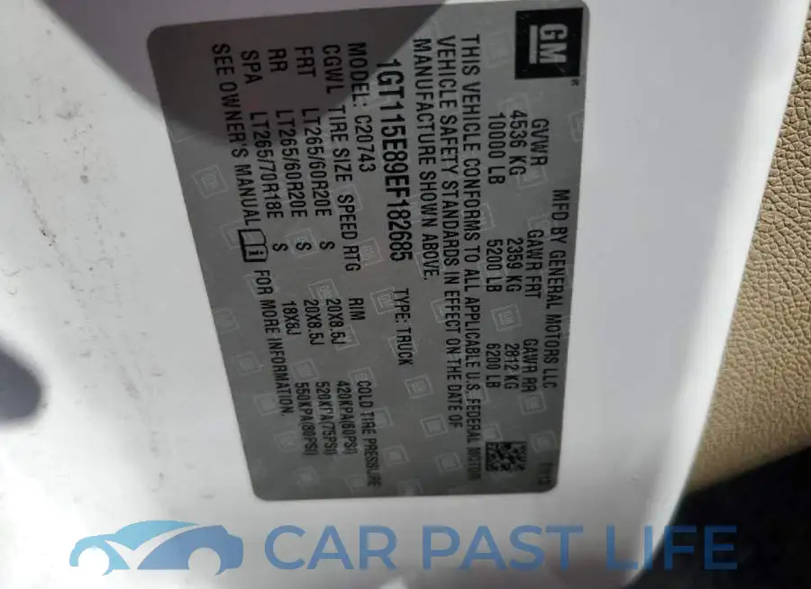 1GT115E89EF182685# 14