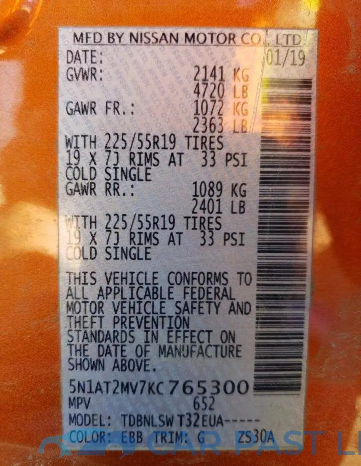 5N1AT2MV7KC765300# 13