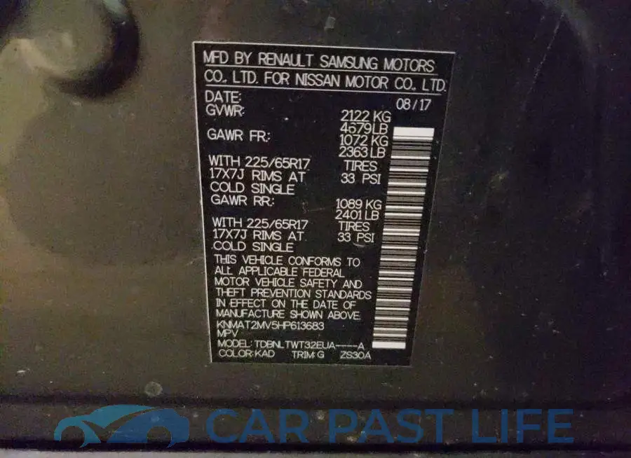 KNMAT2MV5HP613683# 12