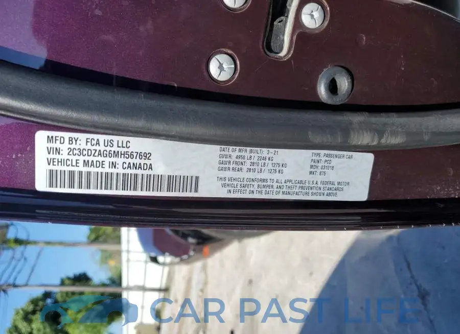 2C3CDZAG6MH567692# 12