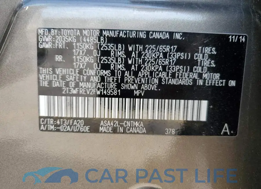 2T3WFREV2FW149581# 14
