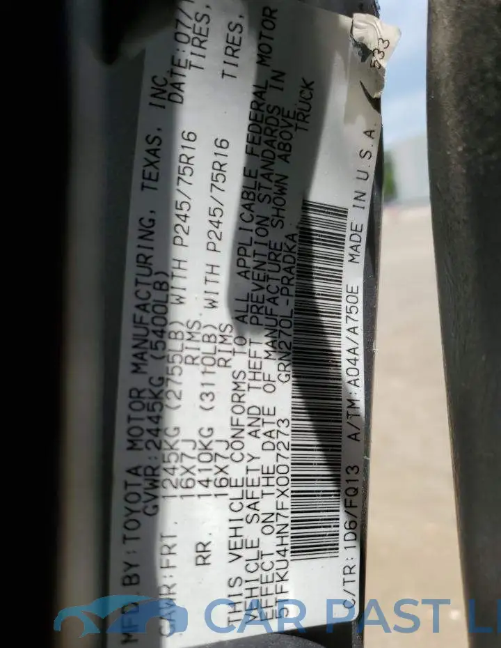 5TFKU4HN7FX007273# 13