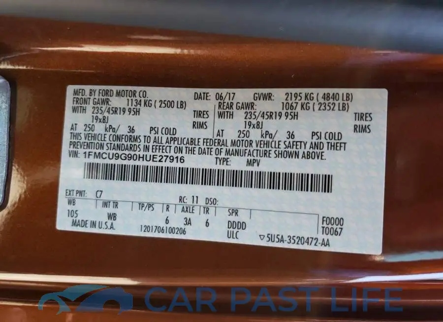 1FMCU9G90HUE27916# 13