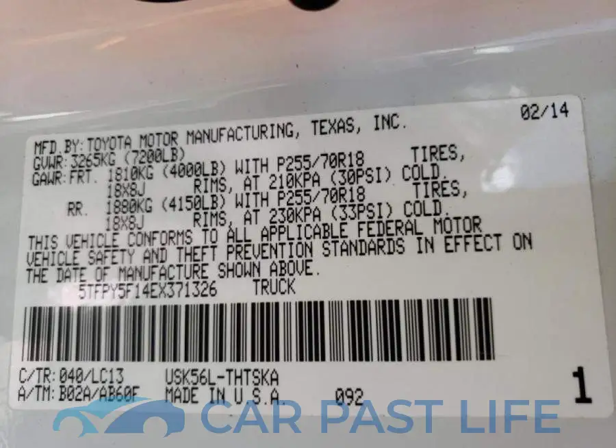 5TFPY5F14EX371326# 10