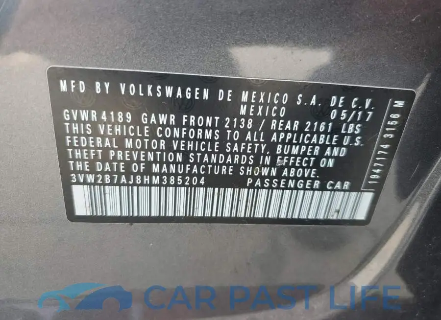 3VW2B7AJ8HM385204# 12