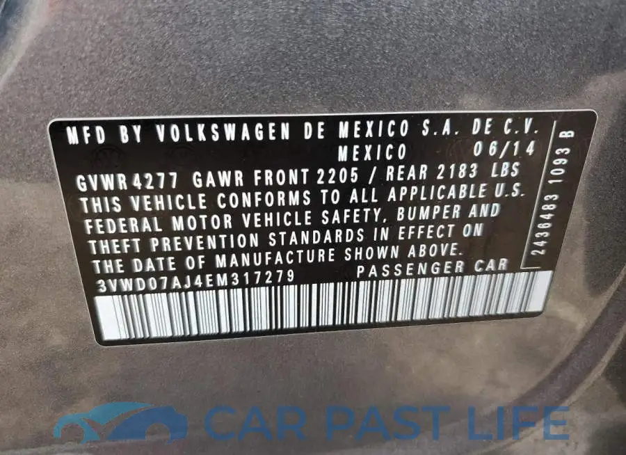 3VWD07AJ4EM317279# 12