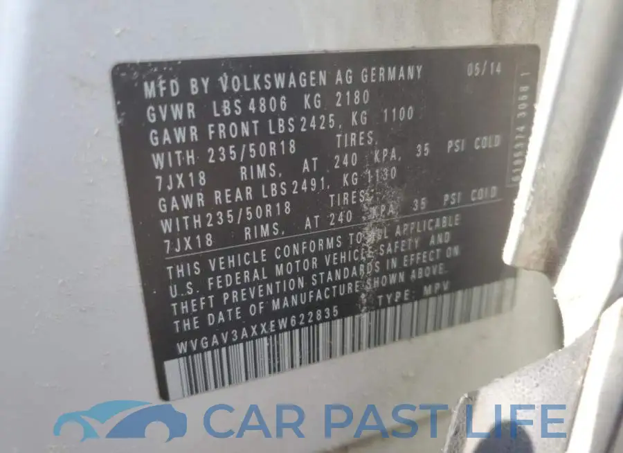 WVGAV3AXXEW622835# 13