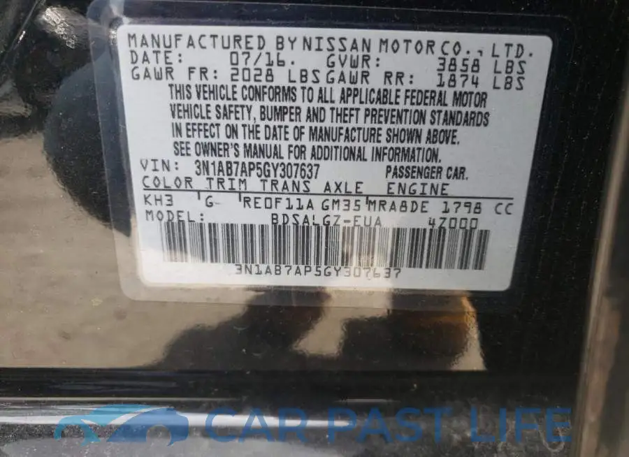 3N1AB7AP5GY307637# 10