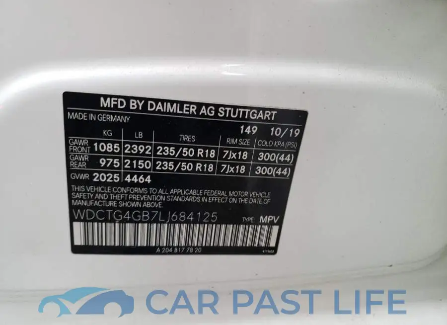 WDCTG4GB7LJ684125# 13